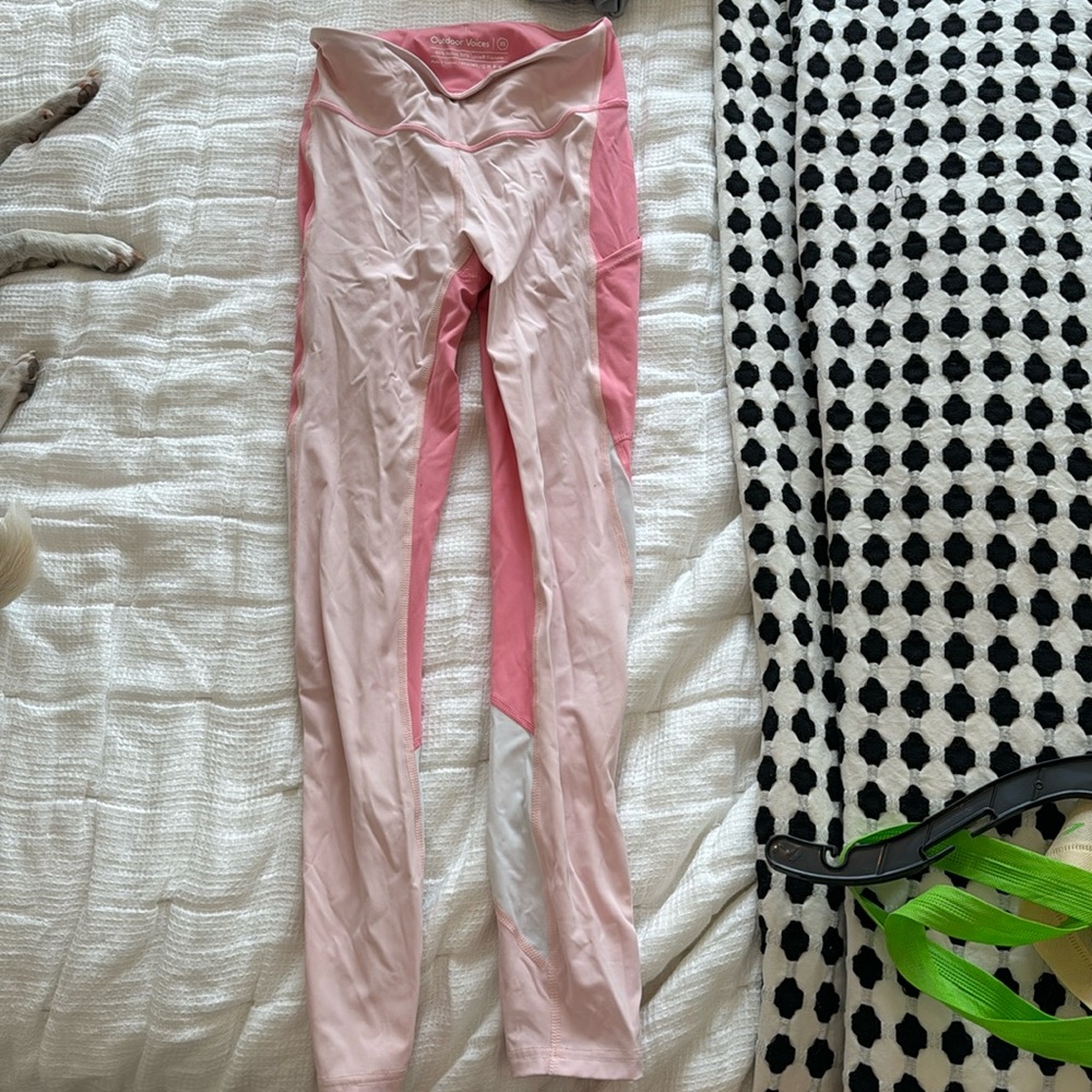 light pink pink and white Outdoor voices leggings